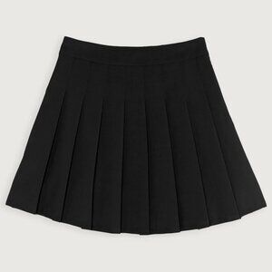 OAK + FORT BLACK PLEATED TENNIS SKIRT